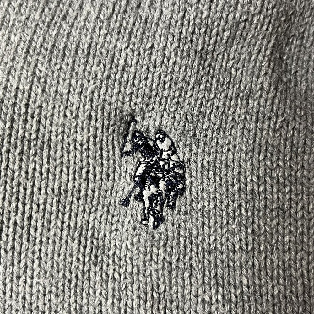 U.S. Polo Assn. Gray Knit Half-Zip Sweater Sz L 100% Cotton Mens Casual Pullover - Picture 4 of 7